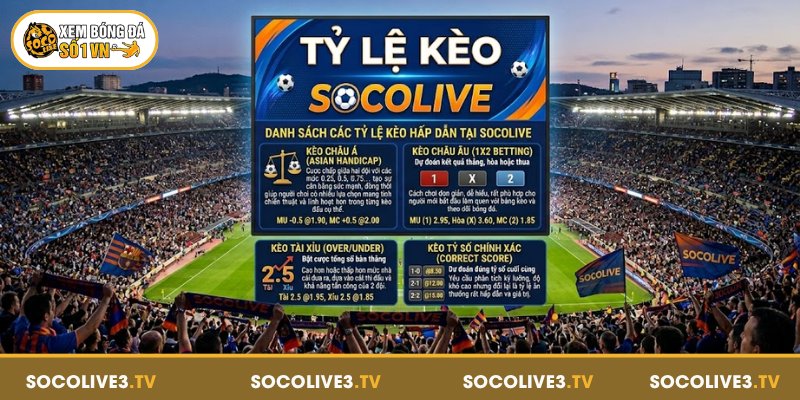 Danh sách các tỷ lệ kèo hấp dẫn tại Socolive